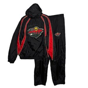 Vintage Minnesota Wild Hockey NHL Lined Windbreaker Jacket and Pants Warm Up